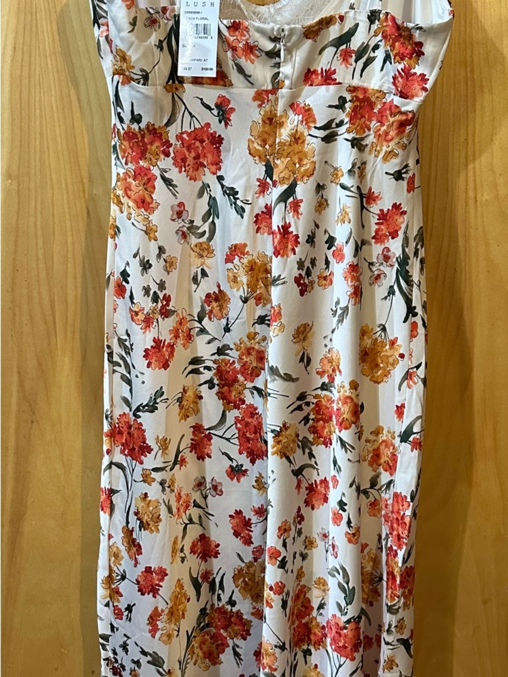 NWT Lush Cream Midi Dress with Orange & Yellow Floral Print Size: M